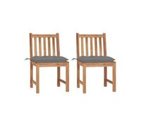 Lot de 2 Chaises de Jardin avec Coussins, Sièges de Terrasse, Chaises de Salle à Manger, Meubles de Patio Extérieur, Bois de Teck Massif