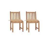 Tuinstoelen 2 st met kussens massief teakhout3062934