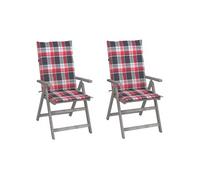 vidaXL Tuinstoelen 2 st verstelbaar met kussens massief acaciahout3064711 G