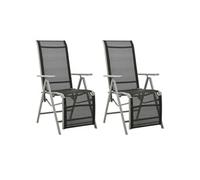 Tuinstoelen 2 st verstelbaar textileen aluminium zilverkleurig312197