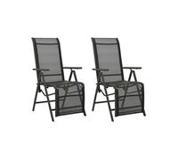 vidaXL Tuinstoelen 2 st verstelbaar textileen aluminium zwart312195 Noir G
