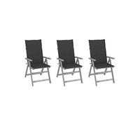 Tuinstoelen 3 st verstelbaar met kussens massief acaciahout3064728