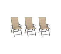 Tuinstoelen 3 st verstelbaar met kussens massief acaciahout3064731