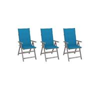 Tuinstoelen 3 st verstelbaar met kussens massief acaciahout3064732