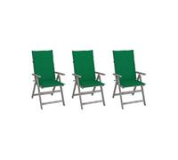 Tuinstoelen 3 st verstelbaar met kussens massief acaciahout3064733