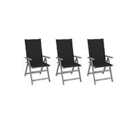 Tuinstoelen 3 st verstelbaar met kussens massief acaciahout3064735