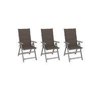 Tuinstoelen 3 st verstelbaar met kussens massief acaciahout3064736