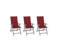 Tuinstoelen 3 st verstelbaar met kussens massief acaciahout3064737
