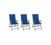 Lot de 8 Chaises Inclinables de Jardin avec Coussins Siège Gris Acacia vidaXL