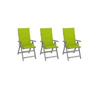 Tuinstoelen 3 st verstelbaar met kussens massief acaciahout3064739