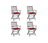 Tuinstoelen 4 st inklapbaar met kussens massief acaciahout3064530