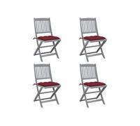 Chaises pliantes 4 pièces avec coussins en bois d'acacia massif vidaXL