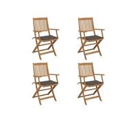 Vidaxl Chaises Pliables De Jardin 4 Pcs Avec Coussins Bois D'acacia