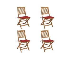 Tuinstoelen 4 st inklapbaar met kussens massief acaciahout3064677