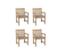 Vidaxl Chaises De Jardin 4 Pcs Et Coussins À Carreaux Gris Teck Solide Gris