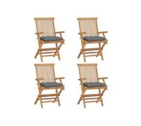 Vidaxl Chaises De Jardin Avec Coussins Gris 4 Pcs Bois De Teck Massif Gris