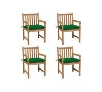 vidaXL Tuinstoelen 4 st met groene kussens massief teakhout3073024 Bois G