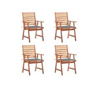 Lot de 4 Chaises à Manger d'Extérieur avec Coussins Siège Acacia Massif vidaXL