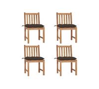 Lot de 4 Chaises de Jardin avec Coussins, Sièges de Terrasse, Chaises de Salle à Manger, Meubles de Patio Extérieur, Bois de Teck Massif