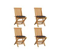 Vidaxl Chaises De Jardin Avec Coussins Taupe 4 Pcs Bois De Teck Massif