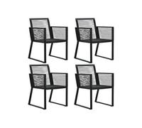 Chaises de jardin 4 pcs Corde en rotin Noir