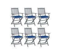 vidaXL Tuinstoelen 6 st inklapbaar met kussens massief acaciahout3065432 G