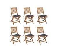 Tuinstoelen 6 st inklapbaar met kussens massief acaciahout3065488