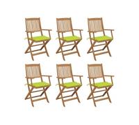 Vidaxl Chaises Pliables De Jardin Lot De 6 Avec Coussins Bois D'acacia