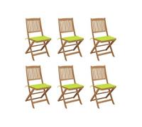 Vidaxl Chaises Pliables De Jardin Lot De 6 Avec Coussins Bois D'acacia