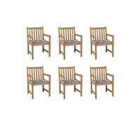 Vidaxl Chaises De Jardin 6 Pcs Et Coussins Carreaux Gris Bois De Teck Gris