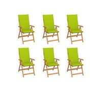 Vidaxl Chaises De Jardin Lot De 6 Avec Coussins Vert Vif Bois De Teck