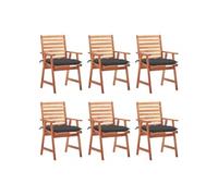Vidaxl Chaises À Dîner D'extérieur 6 Pcs Avec Coussins Acacia Massif