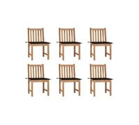 Vidaxl Chaises De Jardin Lot De 6 Avec Coussins Bois De Teck Massif