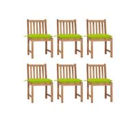 Lot de 6 Chaises de Jardin avec Coussins Siège Bois de Teck Massif vidaXL