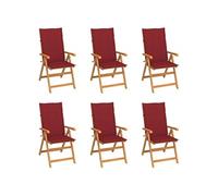 Vidaxl Chaises De Jardin 6 Pcs Avec Coussins Bordeaux Bois De Teck