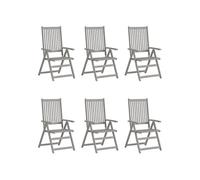 Tuinstoelen 6 st verstelbaar massief acaciahout grijs3065518