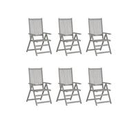 Vidaxl Chaises Inclinables De Jardin 6 Pcs Gris Bois Solide D'acacia