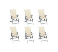 Lot de 8 Chaises Inclinables de Jardin avec Coussins Siège Gris Acacia vidaXL
