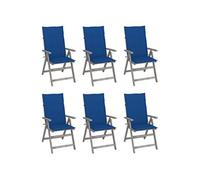 Tuinstoelen 6 st verstelbaar met kussens massief acaciahout3065327