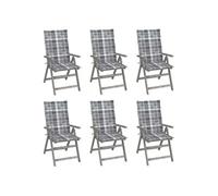 Lot de 8 Chaises Inclinables de Jardin avec Coussins Siège Gris Acacia vidaXL