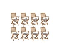 Vidaxl Chaises Pliables D'extérieur Avec Coussins 8 Pcs Bois D'acacia