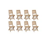 Vidaxl Chaises Pliables D'extérieur Avec Coussins 8 Pcs Bois D'acacia