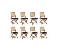 Vidaxl Chaises Pliables D'extérieur Et Coussins Lot De 8 Bois D'acacia