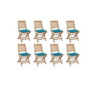 vidaXL Lot de 8 Chaises Pliables d'Extérieur avec Coussins, Sièges de Terrasse, Chaises de Salle à Manger, Meubles de Patio Jardin, Bois d'Acacia