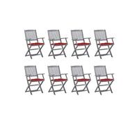 Tuinstoelen 8 st inklapbaar met kussens massief acaciahout3078283