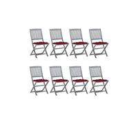 Chaises pliantes 4 pièces avec coussins en bois d'acacia massif vidaXL