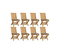 vidaXL Lot de 8 Chaises de Jardin avec Coussins, Sièges de Terrasse, Chaises de Balcon, Meubles de Patio Extérieur, Gris 3072918