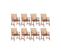 vidaXL Lot de 8 Chaises à Manger d'Extérieur avec Coussins, Sièges de Terrasse, Chaises à Dîner, Meubles de Patio Jardin, Acacia Massif