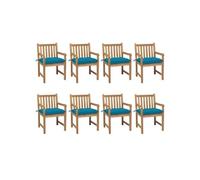 Tuinstoelen 8 st met lichtblauwe kussens massief teakhout3073077