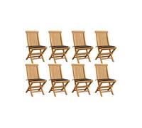 Tuinstoelen 8 st met taupe kussens massief teakhout3072925